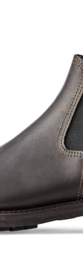 A black pair of contemporary Filson black boots on a white background