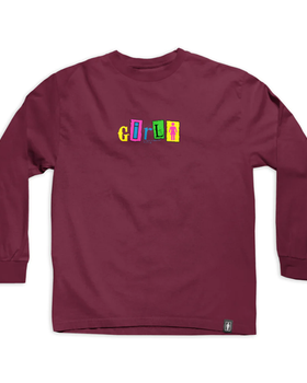 An image of out to lunch l/s burgundy t-shirt