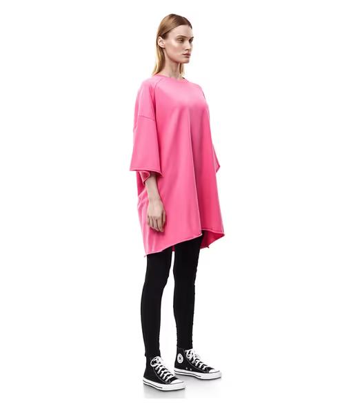 A woman wearing nununu women's perfect oversized hot pink t