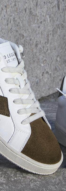 Lotto white leather sneakers with olive suede detailing